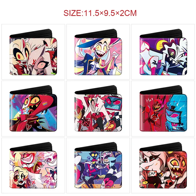 Hazbin Hotel Inspired Bi-Fold Wallet – Full Color Cartoon Print Anime Wallet with Card Slots & Coin Pocket, Unisex Student Purse for Fans